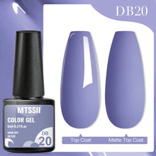 MTSSII color gel bottle with a purple nail and 'DB20' text on a purple background