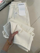 Winter Warm White High Waisted Denim Jeans