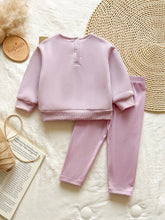 Baby girl clothing set with embroidered long-sleeve pullover and pants