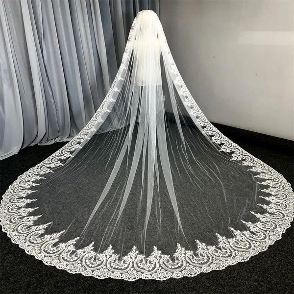 Lace Wedding Veil 3 Meters Long White Ivory Bridal Headpiece