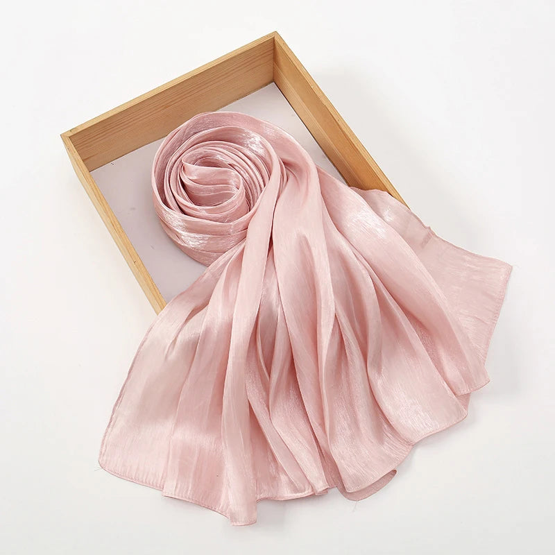 Newest Plain Shimmer Hijab Silk Wrinkle Scarf Muslim.
