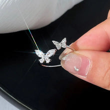 Double Butterfly Adjustable Silver Ring