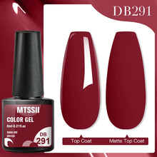 MTSSTII Color Gel nail polish bottle with red nail samples and 'DB291' label on a red background