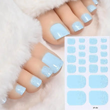 22 tips toenail stickers black glitter DIY pedicure nail wraps