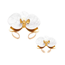 Elegant Flower Enamel Bracelet Ring Set