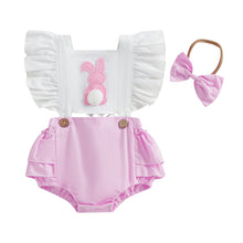 Baby easter romper worn by a baby girl