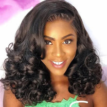 250 Density 100% Human Hair 13x4 Lace Frontal Wigs Bouncy Wave Loose Wave Bob Wig Lace