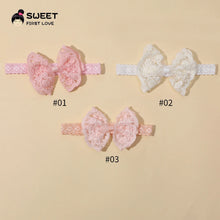 baby girl hair band – soft elastic lace bow headband for newborns