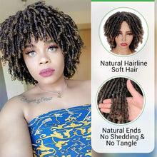 Afro curly braided wig for black women back view showing full length.