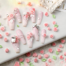 rose nail charms – 50pcs 3D pearl resin flower luxury nail art decorations
