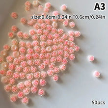 rose nail charms – 50pcs 3D pearl resin flower luxury nail art decorations