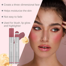 Liquid blush cream velvet matte finish applied on cheeks.
