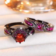 Crystal White Round Stone Engagement Ring Set Cute Yellow Gold