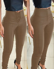 Women's Pants 2024 Spring Fashion Hook Front Liquid Gloss Sauna Sweat Pu Leather High Waist Casual Skinny Daily Long Leggings