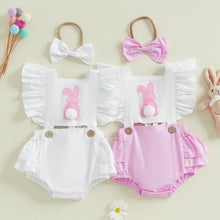 Baby easter romper worn by a baby girl