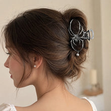 pearl rhinestone hair claw clip – spider design front view