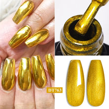 MEET ACROSS 8 Colors Mirror Gel Nail Polish Long-lasting Quick-drying Metallic Gold Silver Red Semi Permanent Varnish Nail Art