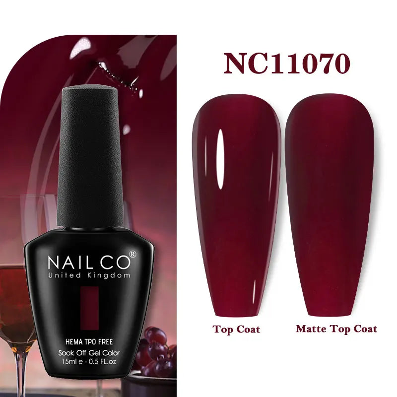 NAILCO 15ml HEMA-free TPO-free Topcoat Basecoat Artistic Design Gel Nail Polish Top Base Coat UV LED Soak Off Gel Nail Polish