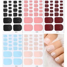 Toenail stickers French black glitter full wrap nail decals set