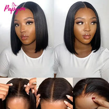 Model wearing a synthetic short bob straight wig showcasing styling versatility.