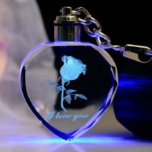 rose flower keychain – crystal rhinestone LED light love pendant