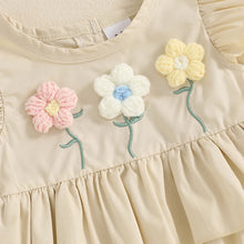  Embroidered baby romper worn by a baby girl