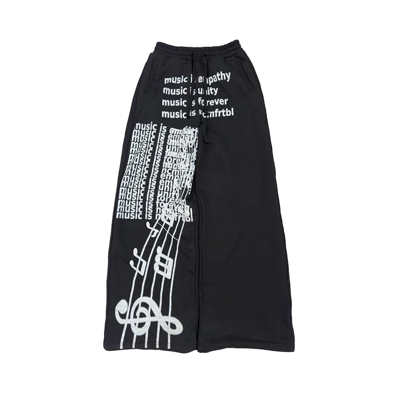 Hip-hop punk chic letter print women's trousers rock sexy Y2K Harajuku aesthetic American retro street loose versatile trousers
