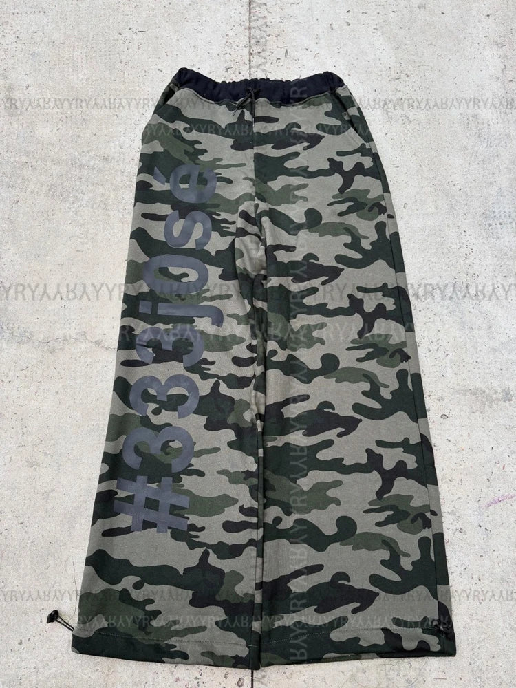 Hip-hop punk chic letter print women's trousers rock sexy Y2K Harajuku aesthetic American retro street loose versatile trousers