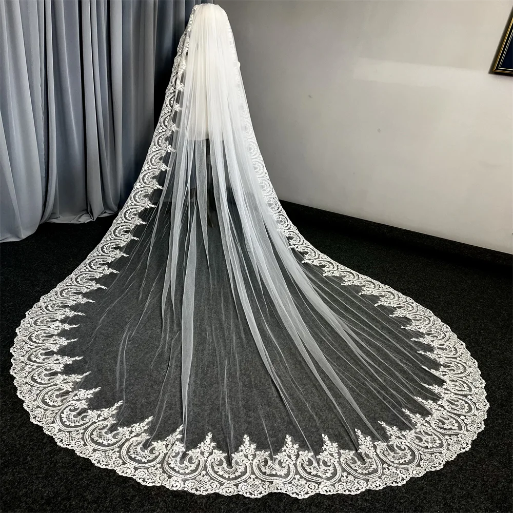 Lace Wedding Veil 3 Meters Long White Ivory Bridal Headpiece