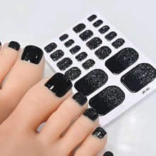 French black glitter toenail stickers full wrap pedicure tips