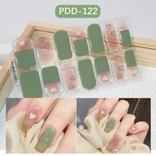 Gel nail stickers floristic design semi cured nail art close up