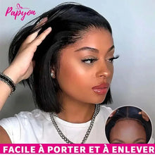 Synthetic short bob straight wig in sleek black — polished everyday style.