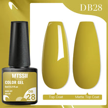 MTSSII color gel with a yellow nail and 'DB28' text on a yellow background