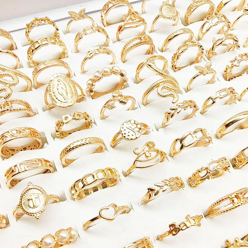 30pcs/Lot Mix Style Pearl Silver Color Finger Rings