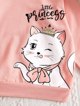 Baby girl two piece set with cat print long-sleeve top and pants