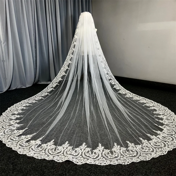 Lace Wedding Veil 3 Meters Long White Ivory Bridal Headpiece