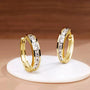 women hoop earrings with CZ – classic princess square front view