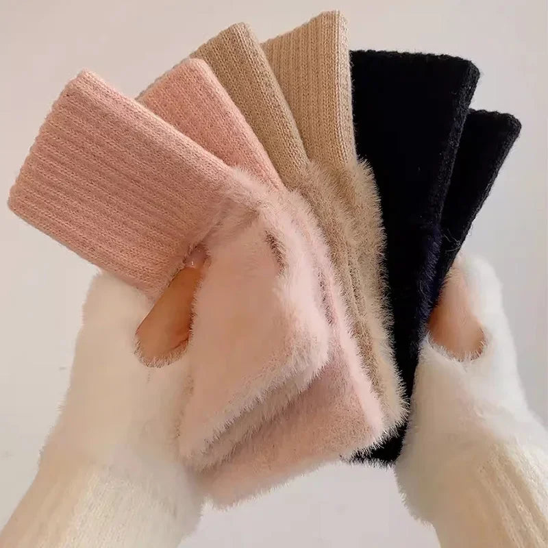 Soft Winter Half Finger Gloves
