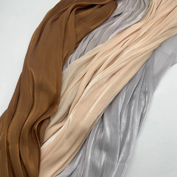 Newest Plain Shimmer Hijab Silk Wrinkle Scarf Muslim.