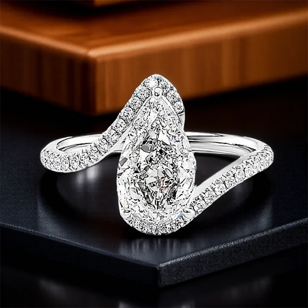 White Zircon Pear Cut Stone Rings Rose Gold /Silver Color Ring