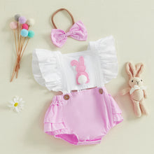Baby easter romper worn by a baby girl