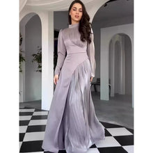 Round Neck Blocked Long Sleeved Dress