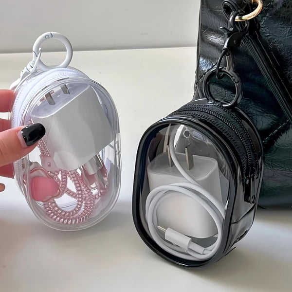 clear zipper storage pouch – mini PVC transparent keychain jewellery bag