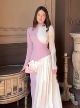 Round Neck Blocked Long Sleeved Dress