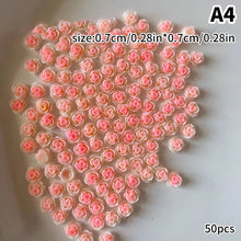 rose nail charms – 50pcs 3D pearl resin flower luxury nail art decorations