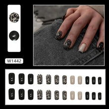 press on nails – 24pcs long square French leopard false nails