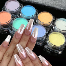 Chrome nail powder aurora pearl nude pink white mirror pigment nail art