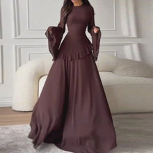 High Neck Solid Ruffles Party Pleated Dresses
