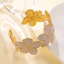  Enamel flower cuff bracelet multicolor vintage floral design.