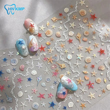 Seashell nail stickers 5D embossed starfish beach summer nail decals